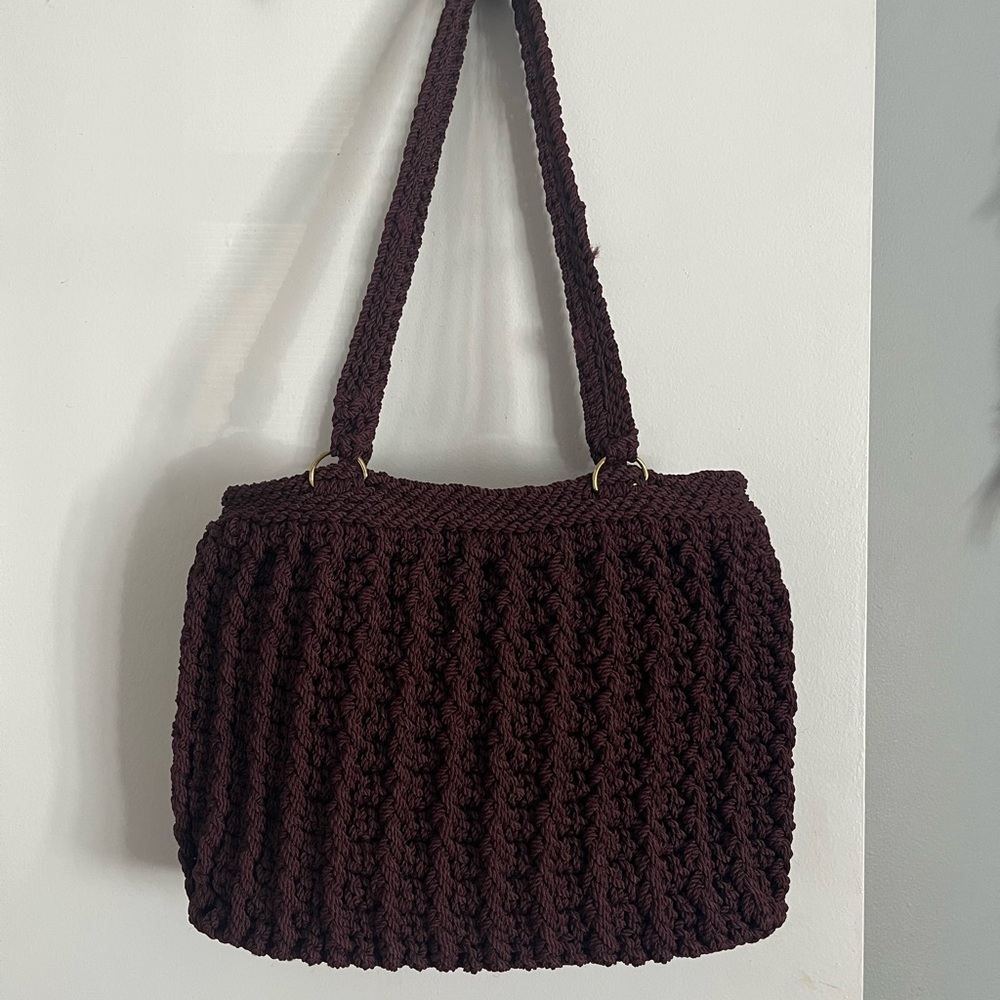 Burgundy Knit Tote Bag